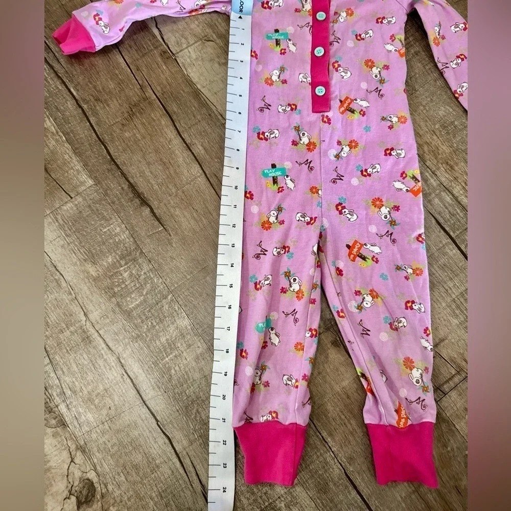 WellieWishers‎ American Girl Girls Pink Bunny Garden Union Suit Pajamas Size 4